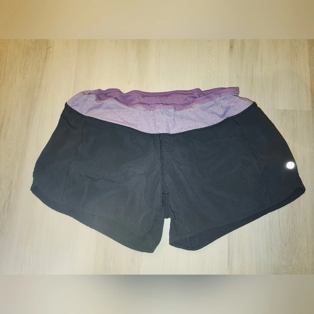 Lululemon Athletica Black and Purple Athletic Shorts Moisture-Wicking Comfort - Picture 1 of 3